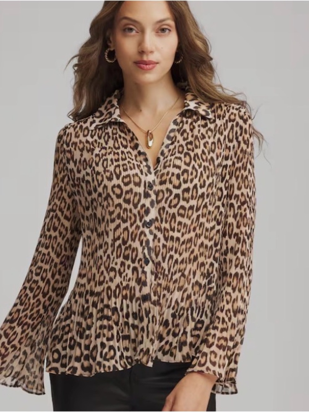 Vintage leopard longsleeve blouse sz 16